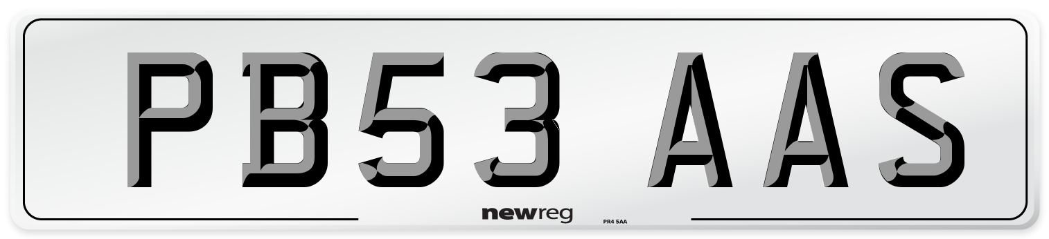 PB53 AAS Number Plate from New Reg